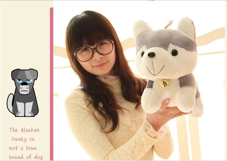 

stuffed animal lovely gray husky dog  plush toy about 40cm bell dog doll 15 inch toy d988