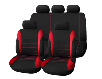 

9 Part Car Seat Covers Protector Set For Front Rear Seats Headrests Black Red