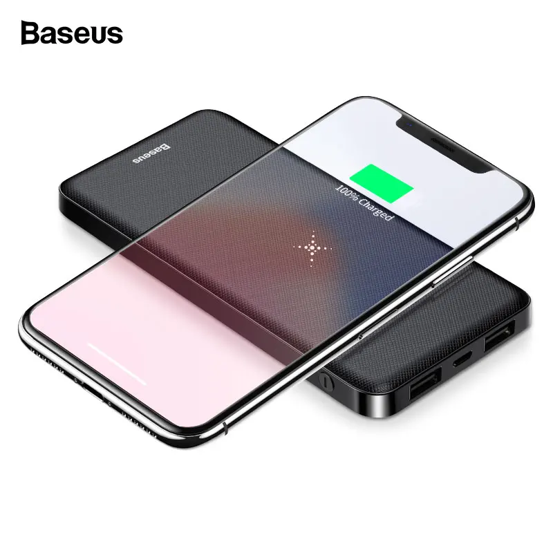 

Baseus 10000mAh Wireless Charger Power Bank Dual USB Powerbank External Battery Wireless Charging Poverbank For iPhone Samsung