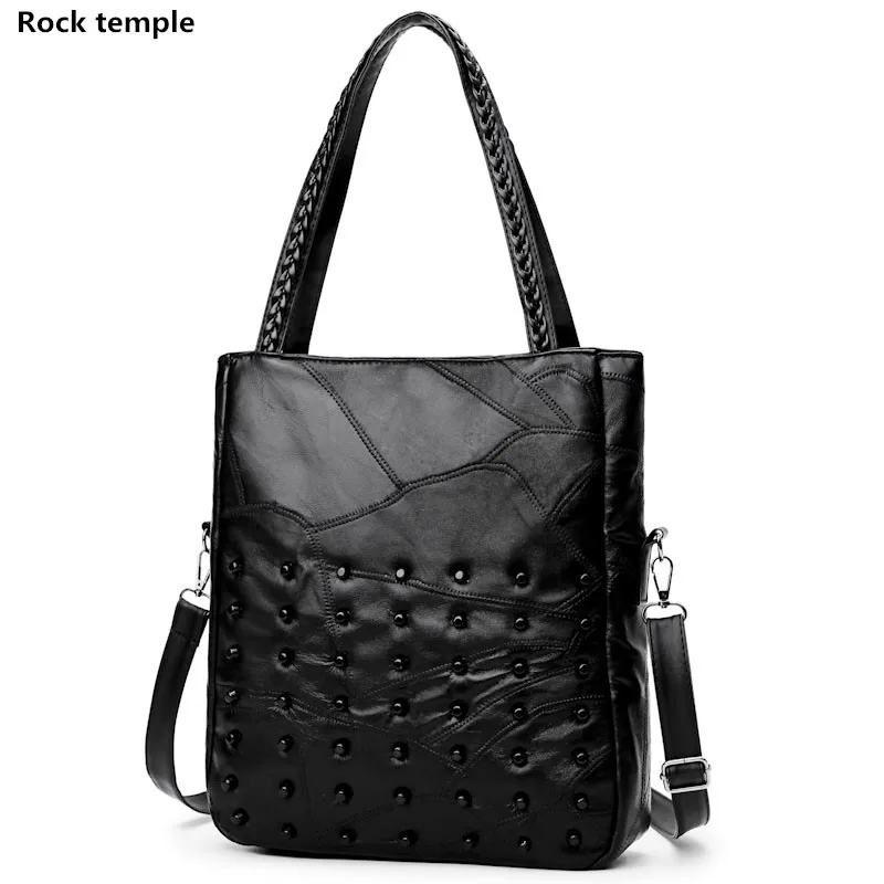 High Quality Leather Women Bag Bucket Shoulder Bags Solid Big Handbag