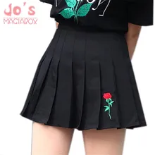Новые модные хлопковые повседневные Бальные плиссированные юбки с высокой талией и цветочной вышивкой Harajuku, школьные юбки трапециевидной формы для девочек