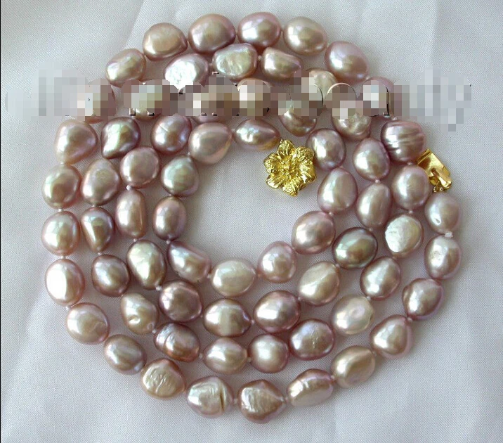 

Free shipping >>>>>>stunning long 31" 12mm baroque lavender freshwater cultured pearl necklace h88