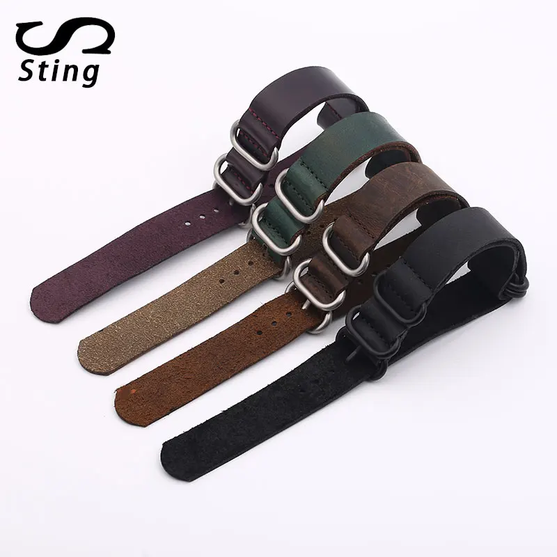 

Sting Strap 18 20 22 24mm NATO Men's Handmade Retro Ring Buckle Watchband Replacment For Universal Watches