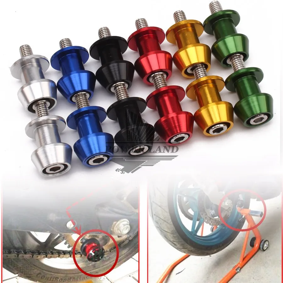 

6colors 10mm Motorcycle Rear Stand Swing Arm Spool Sliders Stand Swingarm Bobbins Spools Stands Screws for Motocycles Custom