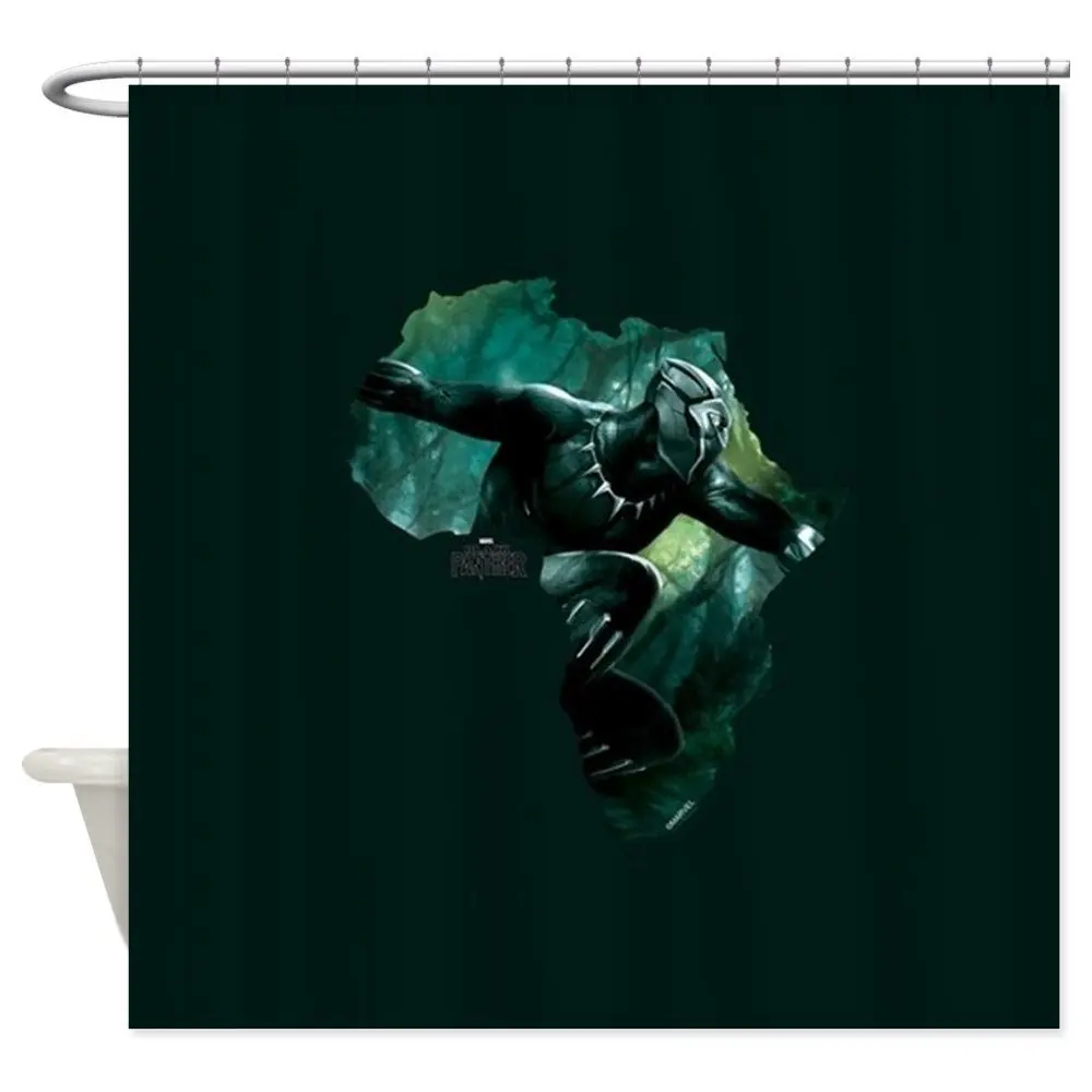 Black Panther Africa Decorative Fabric Shower Curtainin Shower