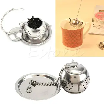 

Stainless Steel Loose Teapot Tea Leaf Infuser Tray Spice Strainer Herbal Filter