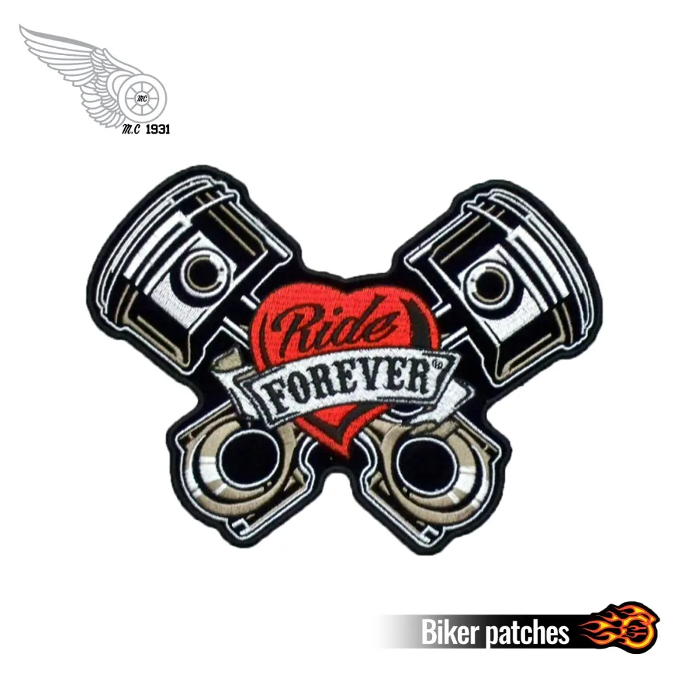 Нашивка для мотоцикла Ride forever piston передняя вышивка наклейки на одежду бесплатная