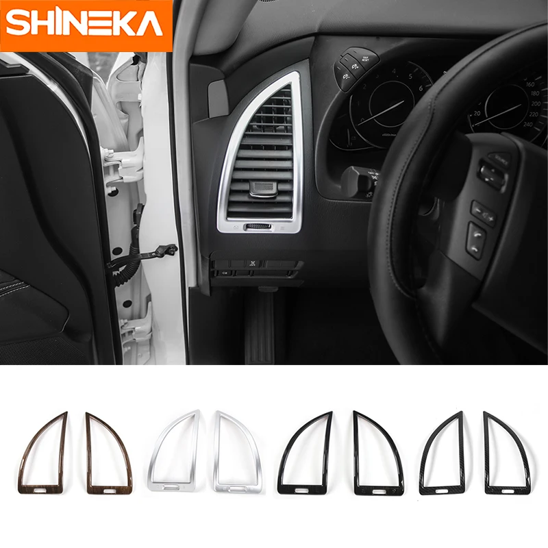 

SHINEKA Interior AC Air conditioning Vent Decorative Trim Outlet Cover Frame for Nissan Patrol Y62 2017 Car Accessories ABS 2pcs