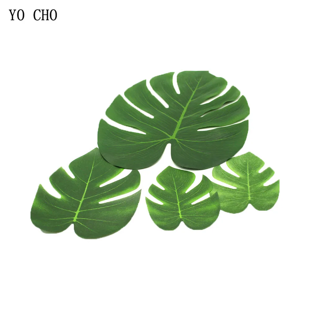 

YO CHO 12pcs/lot Monstera Branch Artificial Turtle Leaf Green Plant Home Garden Wedding Decor DIY Hawaiian Party Decorations