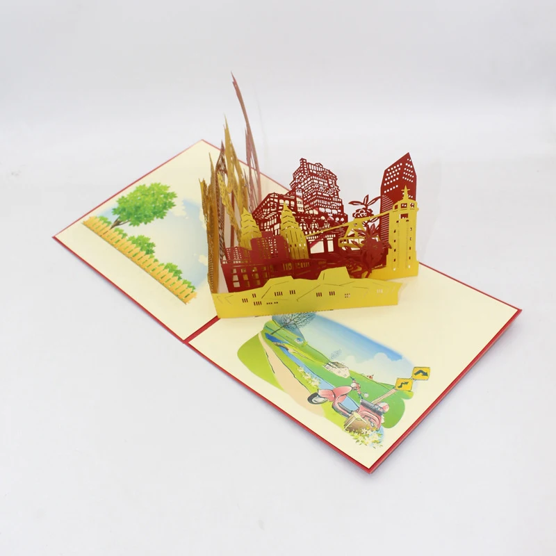  3D Handmade Colorful Chongqing Scenery Paper Invitation Greeting Cards PostCard Kids Business Gift  - 33016781361