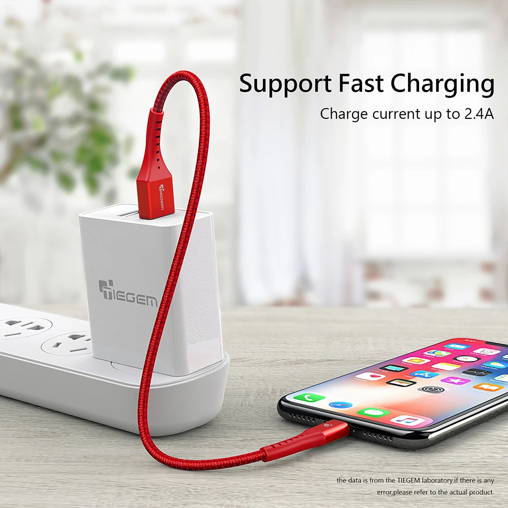 TIEGEM EX-طويلة USB كابل الشاحن ل فون X 8 7 سريع بيانات الشحن كابل يو اس بي لفون 6 6 s زائد 5 5 s SE الهاتف المحمول كابل
