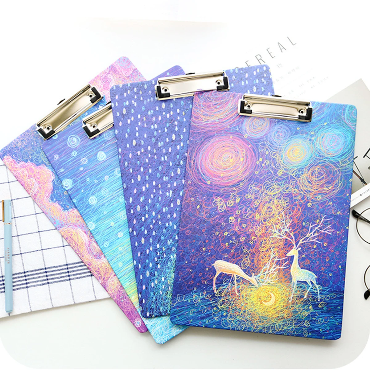 1pc New A4 Sized File Paper Cardboard Clipboard Office Writing Board Document Folder Random Color