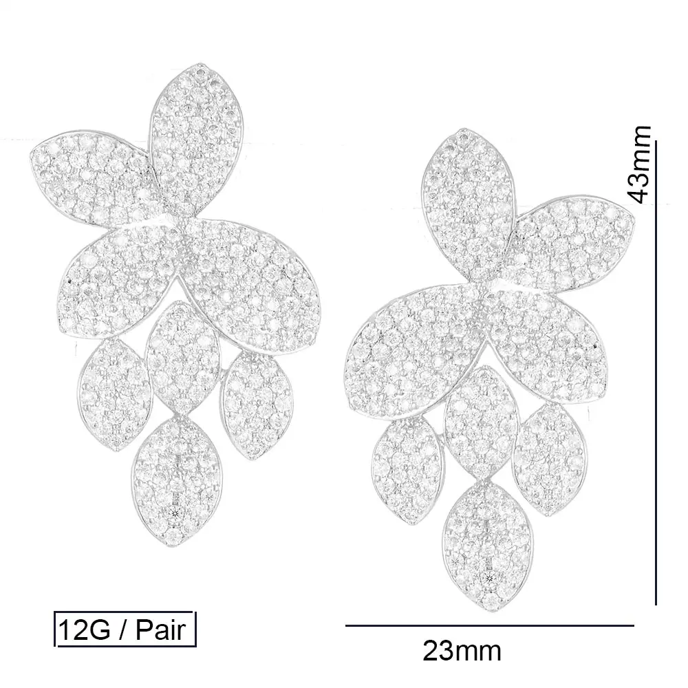 Для женщин уникальный цветок Форма Полный CZ серьги для невесты Обручение серьги