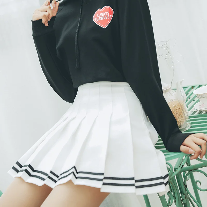 Spring Summer Preppy Style Stripe Skirts Women Cute Little Fresh Skirt Fashion High Waist Sweet Pleated Skirt Cotton Mini Skirts Skirts