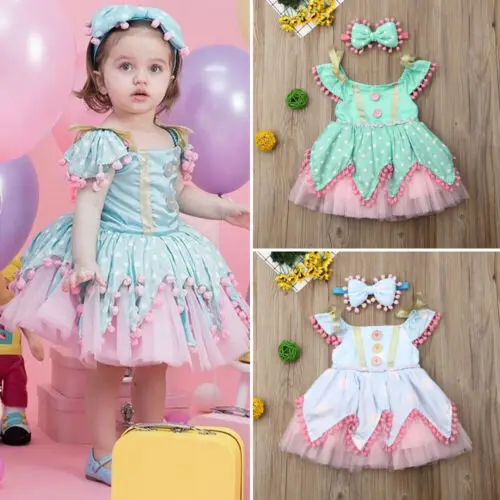 

0-5T Princess Dress Kid Baby Girl Birthday Party Tulle Dress Kids Polka Dot Tutu Pageant Summer Sundress