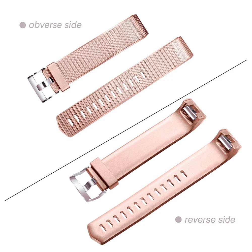 Honecumi Wrist Band For Fitbit Charge 2 TPU Watchband Accessory Wrist Strap For Fitbit Charge 2 Rose GoldSilver Bracelet  (14)
