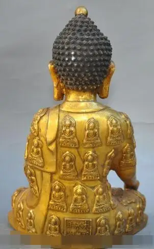 

S1051 11"chinese buddhism bronze gilt Joss sakyamuni Amitabha buddha hold lotus statue