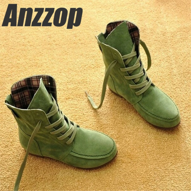 

ANZZOP Women's boots autumn and winter 2019 new Martin boots women's short boots low tube flat casual shoes large size 35-43