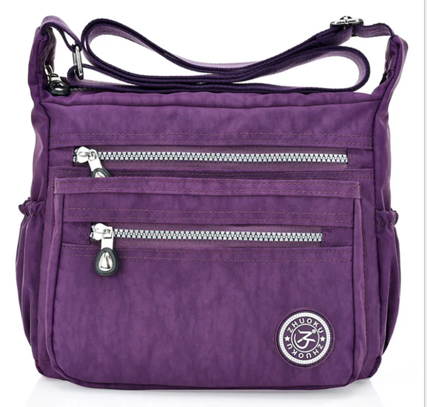 Новые модные женские сумки-мессенджеры в европейском стиле, сумка на одно плечо из парусины, легкая водонепроницаемая сумка с двойным карманом - Цвет: Purple