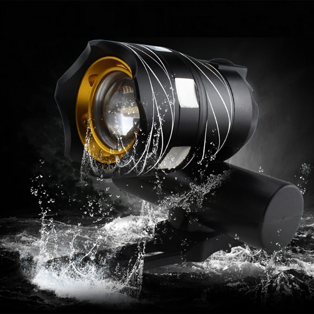 

Rechargeable Front Ligh T6 Night Riding Hard Light Flashlight Waterproof Camping Bicycle Warning Light Set with Two Tail Light