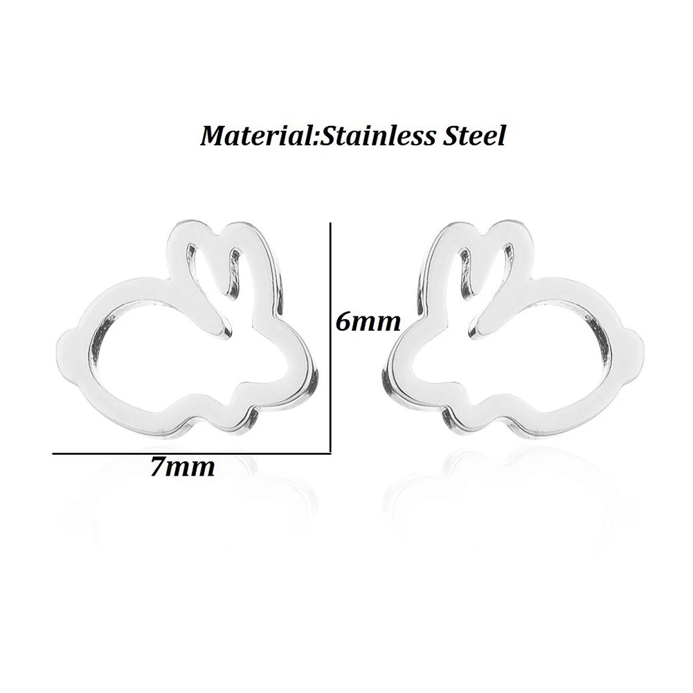 

New Stainless Steel Black Earrings Women Cute Animal Bunny Piercing Rabbit Earrings Hollow Ear Drop Lady Sweet Jewelry LXH