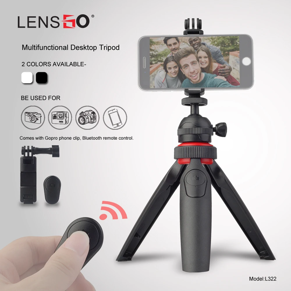 

LENSGO Camera/Gopro/Smartphone Tabletop Tripod , The Mini Lightweight Tripod with Wireless Bluetooth Shutter