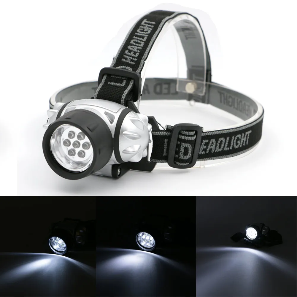 

3 Modes 7 LEDs Head Light Lamp Professional Head Lighting Flashlight Lanterna with Headband Powered by 3xAAA Batteries