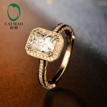 

CAIMAO Radiant Cut 1.69ct Moissanite 9K Yellow Gold Vintage Jewels Engagement Ring