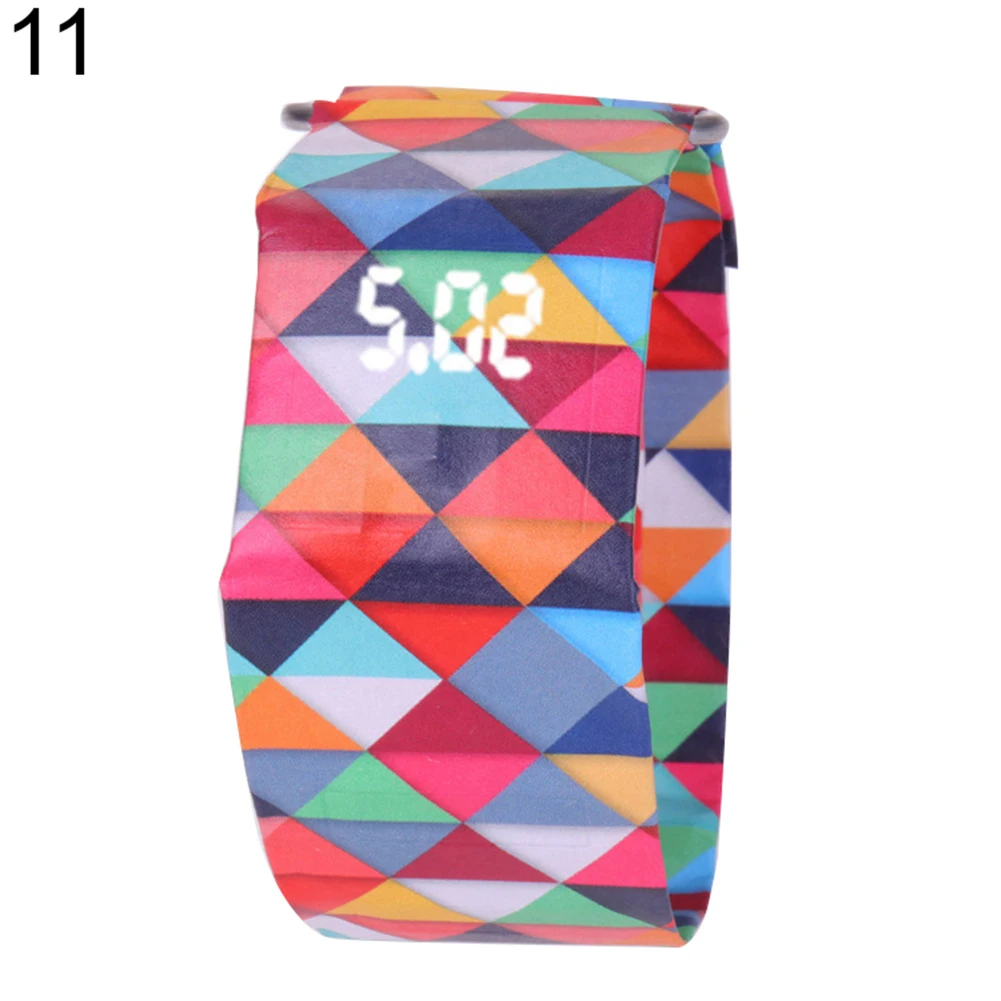 Творческий Водонепроницаемый унисекс студентов светодиодный светильник цифровой дисплей бумажные часы подарок - Цвет: 11
