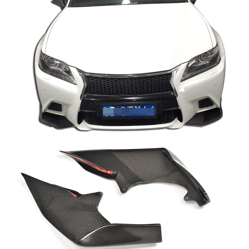 Carbon fiber front bumper flaps apron lip splitters for Lexus GS350