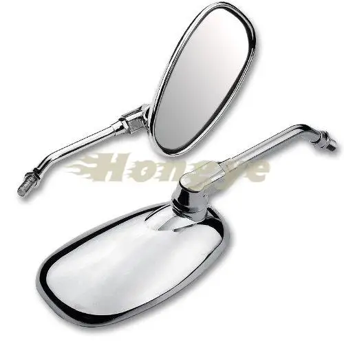

2x Chrome Aluminum Oval Rearview Side Mirror Motorcycle Street Standard Naked Bike For Yamaha XV125 Virago 125