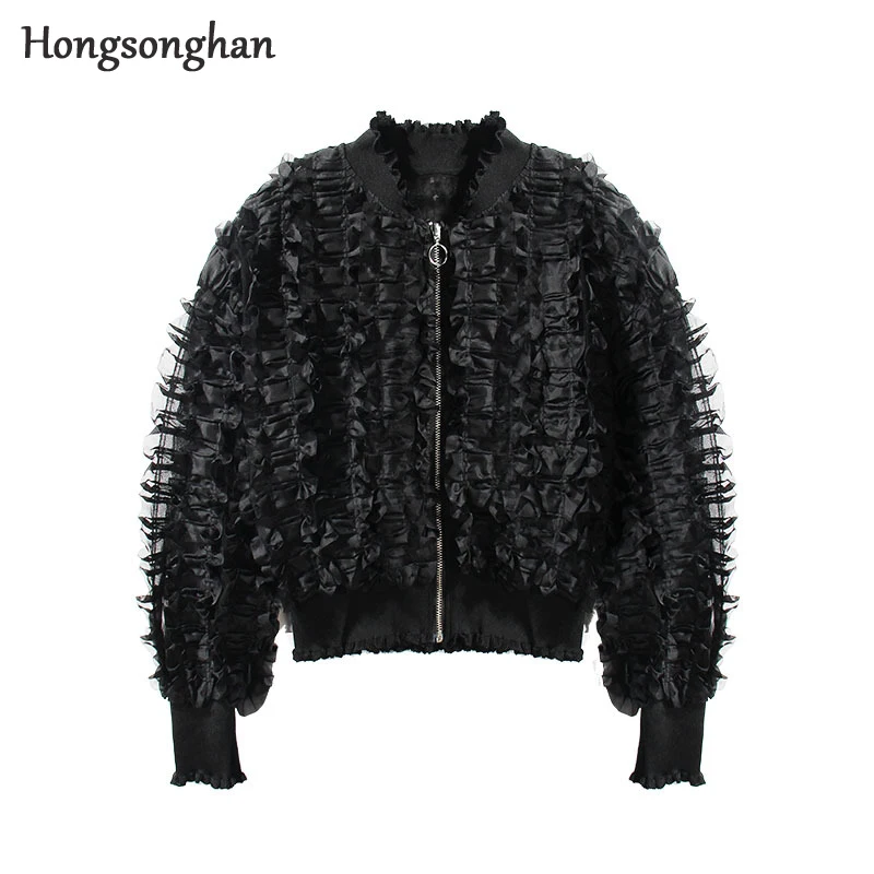 Hongsonghan женское летнее пальто casaco feminino ins марля лист лотоса ультра тонкая