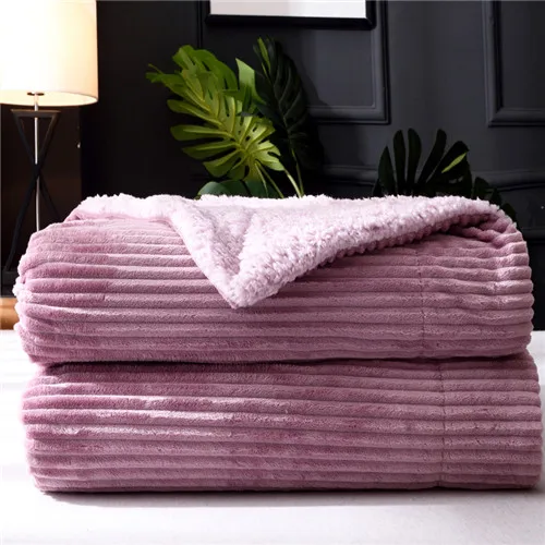 IDouillet большой теплый толстый шерпа пледы одеяло покрывало двусторонний пушистый плюш Микрофибра флис всесезонный для кровати или дивана - Цвет: mauve purple