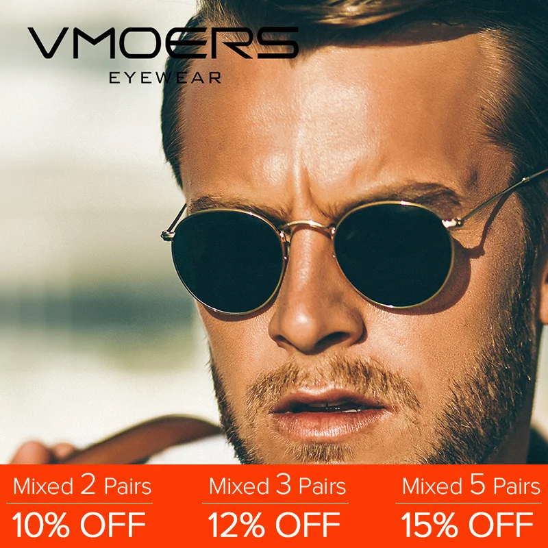 

VMOERS Retro Small Round Sunglasses Men Vintage Brand Shades Male Black Metal Sun Glasses For Men 2018 Fashion Designer Lunette