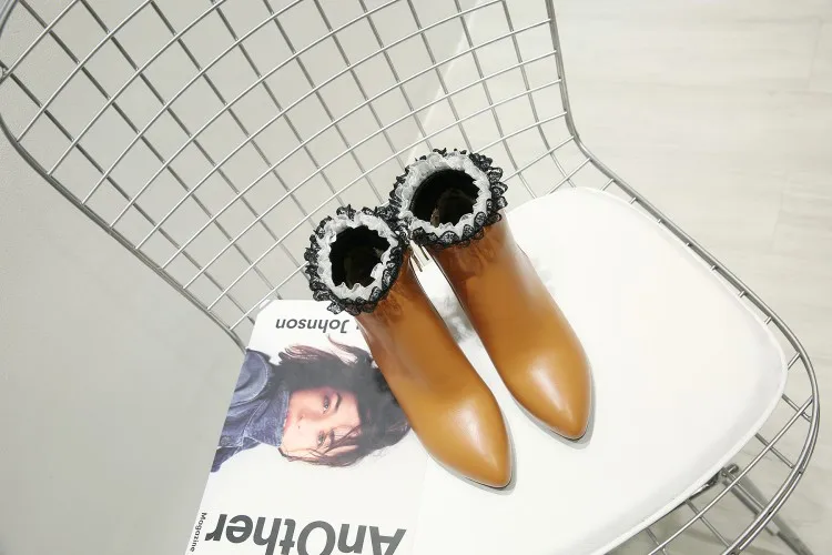 Sianie Tianie/ г. Зимние женские туфли на низком каблуке Модные женские ботинки на шнуровке, женская обувь на молнии размера плюс 44, 45, 46, 47