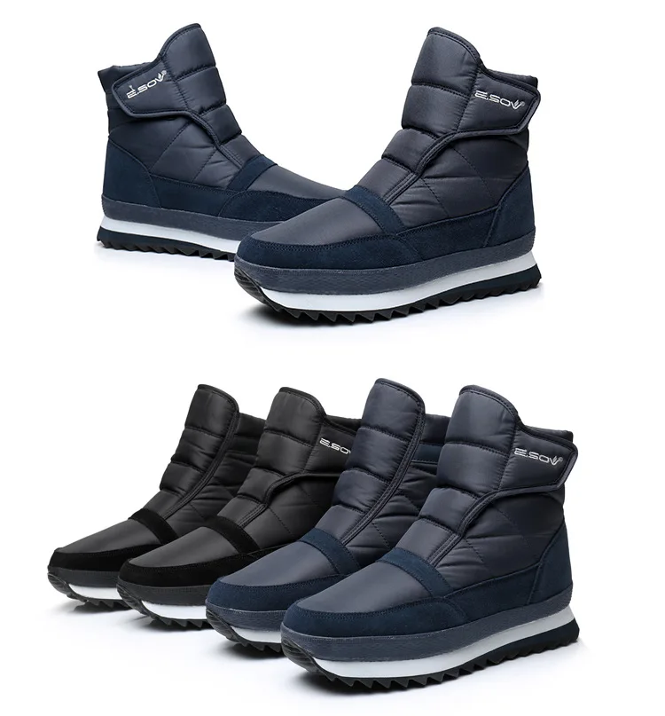 Мужские ботинки г. Зимняя обувь мужские Ботильоны водонепроницаемые Нескользящие теплые плюшевые мужские зимние ботинки на плоской подошве Большие размеры 39-45