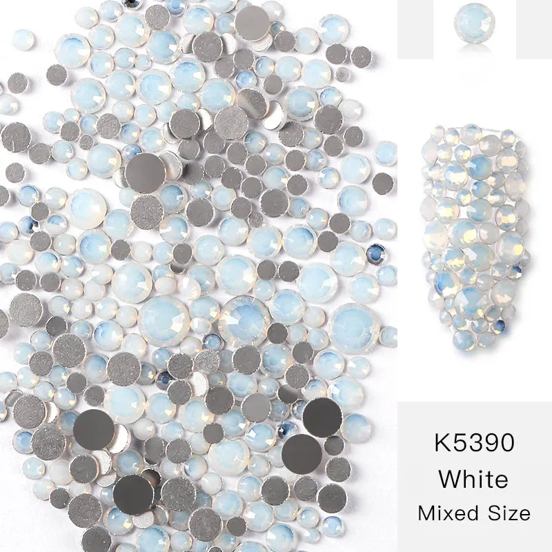 Mtssii, 1 упаковка, разноцветные белые Стразы для ногтей, блестящие стразы с плоской задней частью, Кристальные камни, 3D украшения для ногтей, инструменты для маникюра - Цвет: K5390