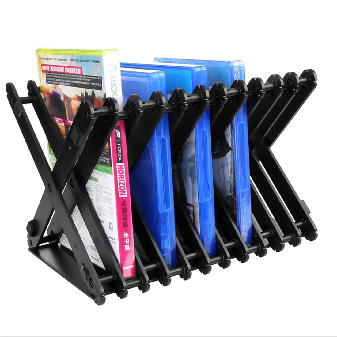 

Folding Simple PS4 Game Discs Organizer Rack Durable CD Storage Holder Organizer A Shelf Rack - Black