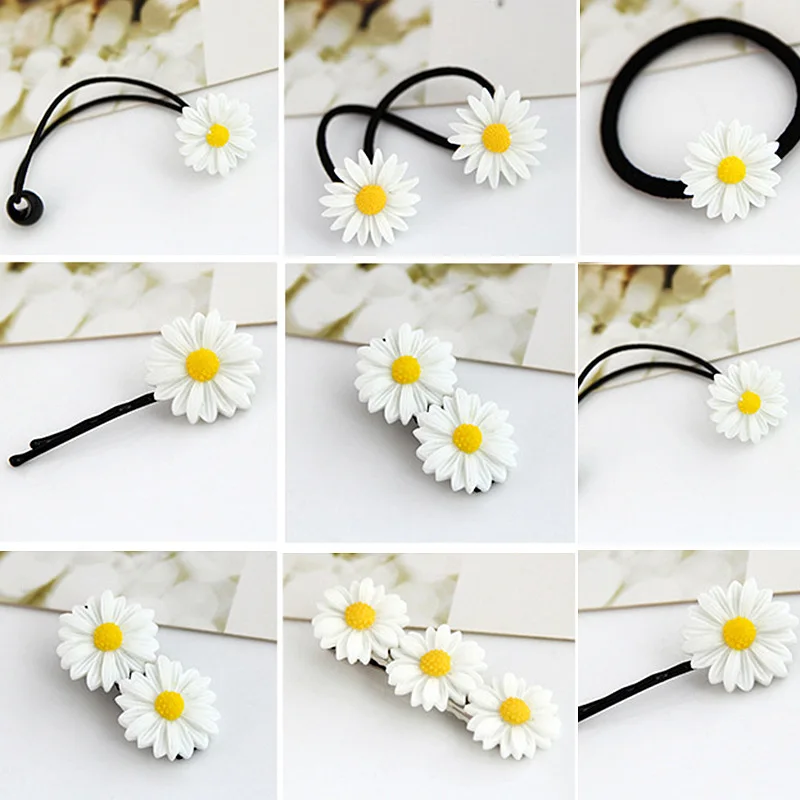 

Summer small fresh daisy flower hair clips New hair accessories wholesale temperament hair ring hair rope