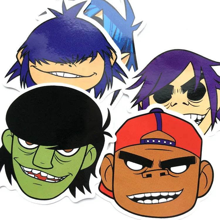 5 шт. хип-хоп размытая Музыкальная Группа Gorillaz Rap крутые наклейки для мобильного телефона ноутбука багаж гитара чехол скейтборд велосипед наклейки для автомобиля