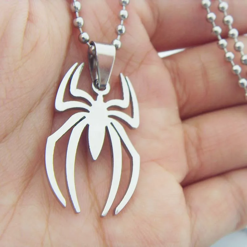 Marvel Super Spiderman Stainless Steel Chain/Leather Spider Man Pendant Necklace Men Jewelry