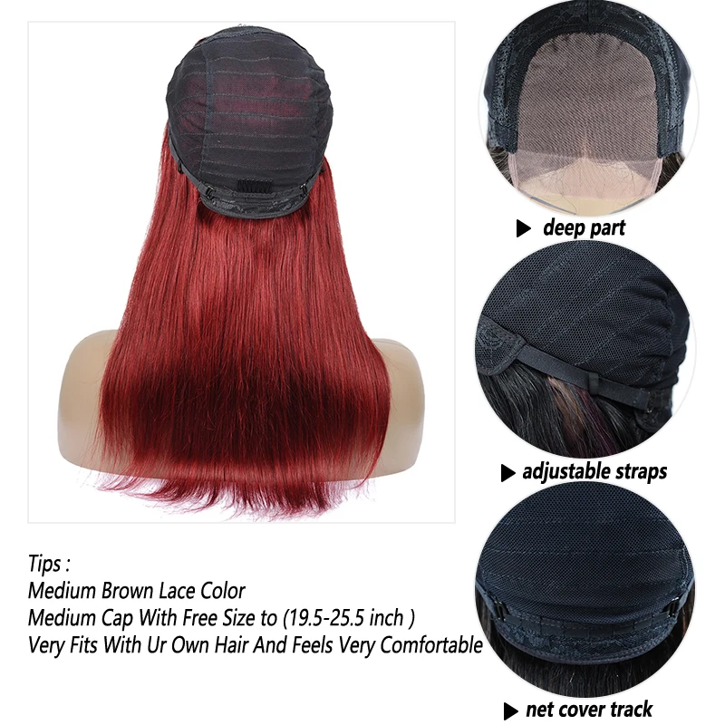 Pinshair 99J красные парики из натуральных волос на кружеве для черных женщин бордовые перуанские прямые человеческие волосы парики не Реми парик
