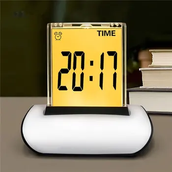 

LCD Screen Alarm Clock 7 Colors Changing Digital Display Table Multi-Functional Display Desk Clock with Thermometer Calendar