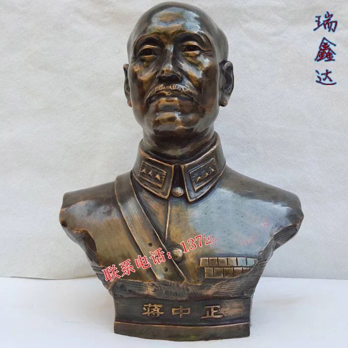 50 см Большой # TOP business ART China Taiwan GUOMIN DANG leader jiang jieshi - zhongzheng Бронзовая статуя портрета