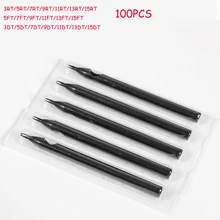 100pcs 3 5 7 9 11 13 15 RT FT DT Black Disposable Tattoo Tips Long