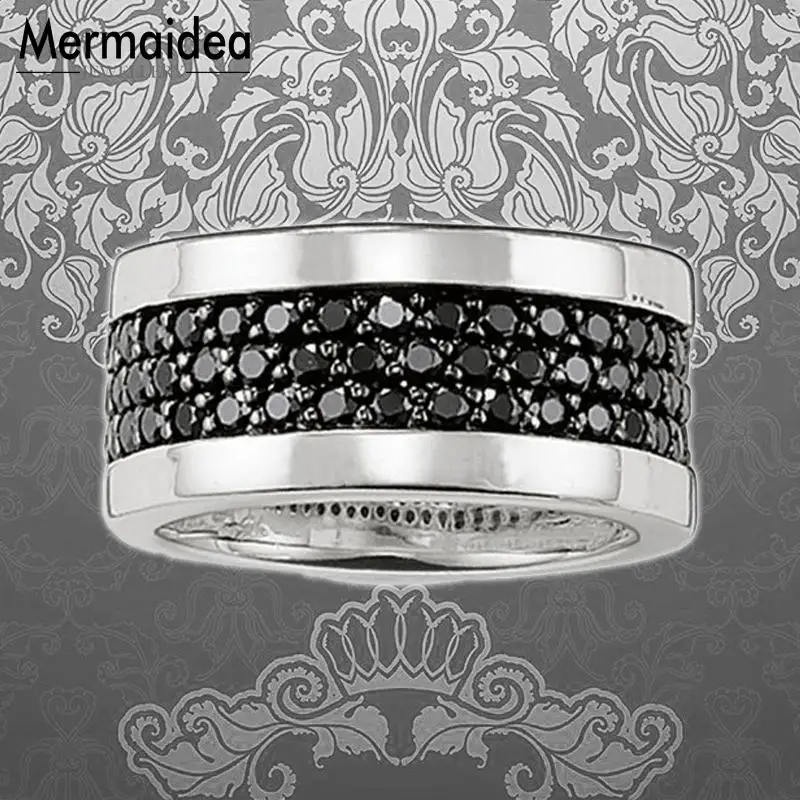 

Classic Black Pave Wedding Eternity Rings 925 Sterling Silver Fashion Jewelry Trendy Gift For Women Men 2019 Bague Homme