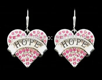 

Newest Styles rhodium plated Hope Pink Crystal Heart Earrings(E100048), 30pair a lot