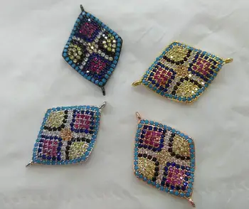 

6PCS CZ Micro Pave Mixed Color Evil eye connector/Link Finding 20-30mm,Diamond Oval Cubic Zirconia CZ Space Connector,