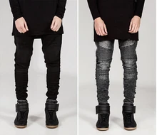 Mens Skinny Jeans Men Runway Distressed Slim Elastic Jeans Denim Biker Jeans Hip Hop Pants Acid Washed Jeans For Men