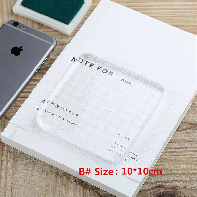 Clear Acrylic Scrapbook Clear Stamp Board Square Hands Press Handle Tool For Stamps DIY Craft 1PC Different Size